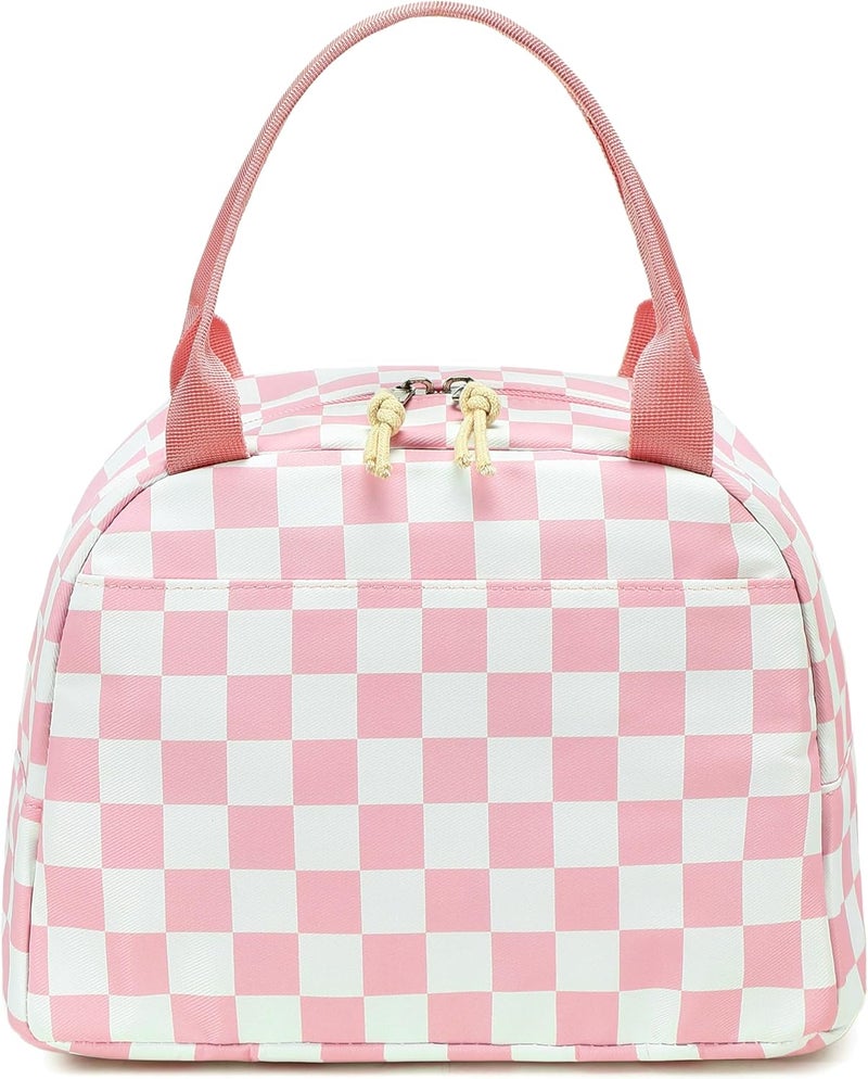 LEDAOU Lunch Box for Women Insulated Lunch Bag Lunch Tote Bags Leakproof Cooler Lunch Case for Travel Work Picnic (Pink Checkered) - Image 2